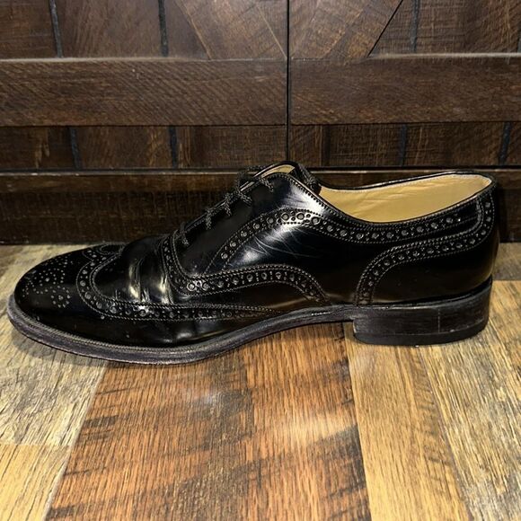 Johnston & Murphy 08555 Men`s Size 12 D Black Leather Wingtip Oxford 
Size 10 - Picture 6 of 12